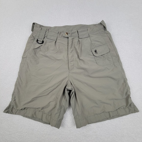 Browning Mesh Lined Hiking Shorts Mens 32 Measures 31 x 8 Nylon Green Khaki READ - Picture 1 of 10